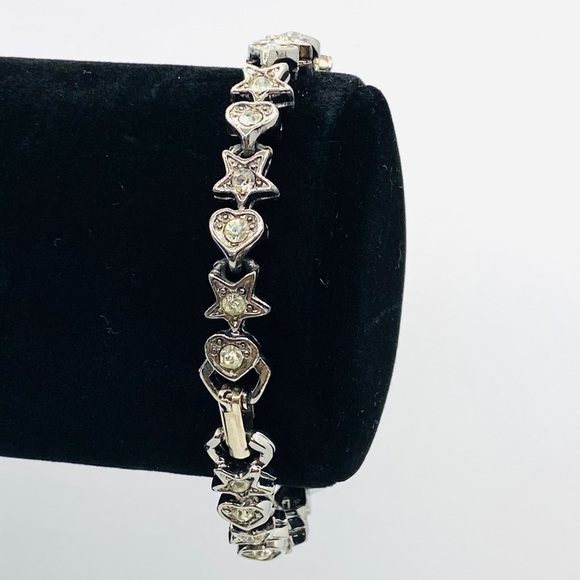 Bracelet Tennis Stars Hearts Rhinestones 7.25” - Picture 6 of 10